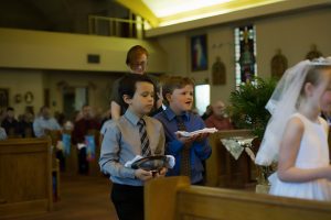 Children at first communion in the Catholic Church.